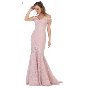 Evita 7561 MAKE AN OFFER mauve fishtail evening cruise pageant prom dress